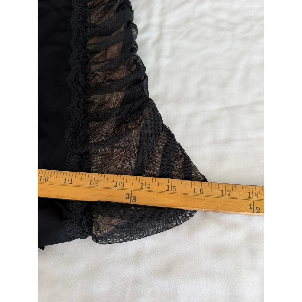 Victorias Secret 36C Black Ruched Lace Garter Chemise Lingerie Padded Underwire - Picture 4 of 15